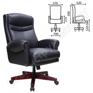 Офисное кресло, дерево, натуральная кожа, черное, brabix gladiator ex-700 530872