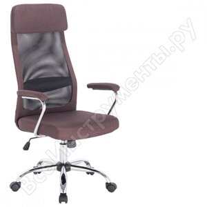 Офисное кресло, хром, ткань, сетка, коричневое, brabix flight ex-540 531849