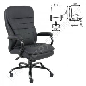 Офисное кресло, усиленная конструкция, нагрузка до 200 кг, экокожа, brabix heavy duty hd-001 531015