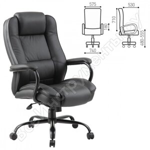 Офисное кресло, усиленная конструкция, нагрузка до 200 кг, экокожа, brabix heavy duty hd-002 531829