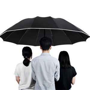 125см трехстворчатый большой автоматический зонт с отражающей полосой мужчины Женское семейный ветрозащитный