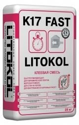 Цементная клеевая смесь для укладки плитки на основе серого цемента LITOKOL K17 FAST