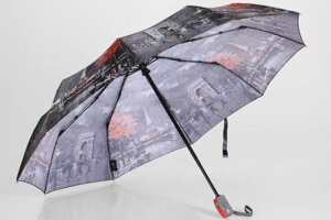 Зонт женский Город с каплями серый Popular