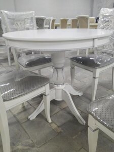 Стол кухонный раздвижной 90см-1.20, цвет белый с серебром