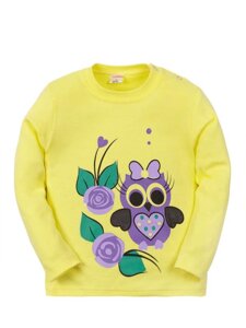 Кофта на кнопке для девочек Owl with flowers желтый, 1-4 года, арт. SM424
