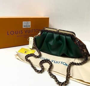 Женская сумка-клатч Louis Vuitton Коричнево-зеленая (на цепочке)