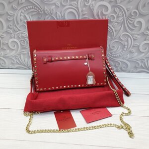 Женская сумка-мессенджер valentino garavani (на цепочке) красный
