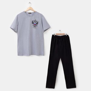 Комплект мужской (футболка, брюки) Гранит цвет чёрный, р-р 50