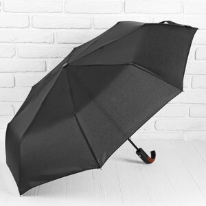 Зонт автоматический «Однотонный», 3 сложения, 8 спиц, R = 47 см, цвет чёрный