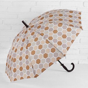 Зонт - трость полуавтоматический, 10 спиц, R = 51 см, цвет коричневый