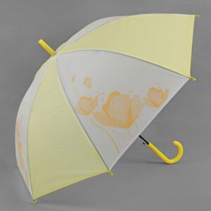 Зонт - трость полуавтоматический «Цветы», 8 спиц, R = 55 см, цвет жёлтый