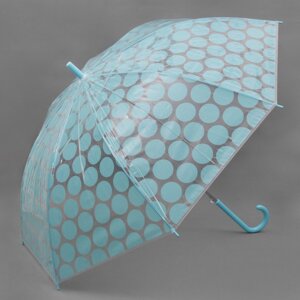 Зонт - трость полуавтоматический «Круги», 8 спиц, R = 57 см, цвет голубой