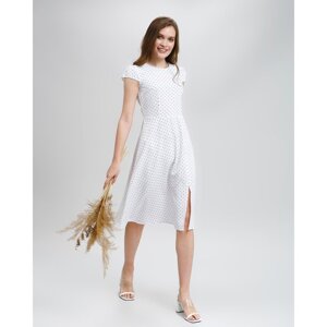 Платье с короткими рукавами женское ONLITOP Peas, длина миди, размер 48, цвет белый