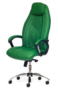 Кресло руководителя BOSS люкс (хром / зеленое / зеленое перфорированное 36-001 / 36-001 / 06 люкс )
