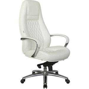 Кресло Riva Chair F185 белое для руководителя, хром, кожа